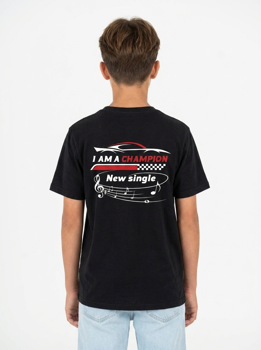Camiseta Negra – I Am a Champion - Imagen 2